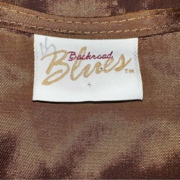 Backroad Blues Winter Scene Tapestry Vest With Satin Backing Vintage Womens Sz L - Picture 9 of 11